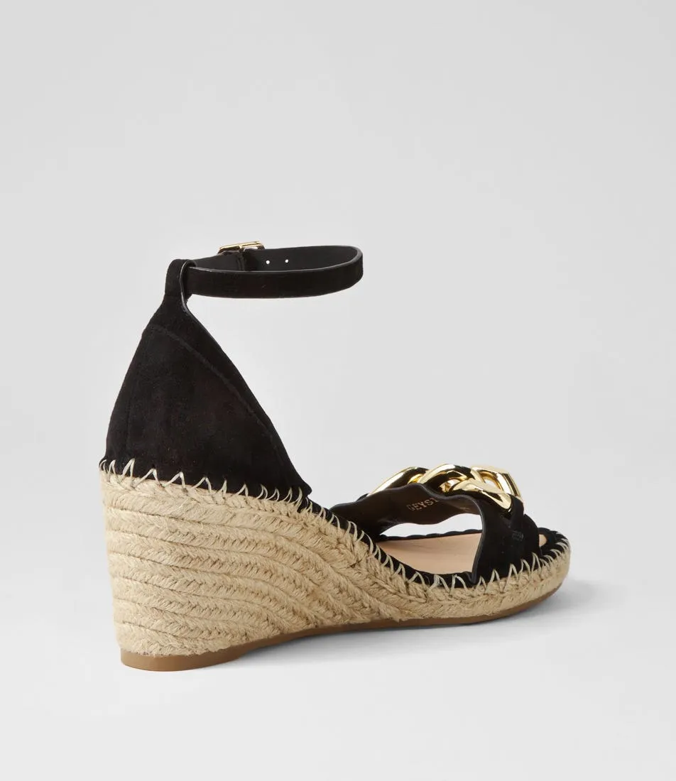 MIDAS Geysi Black Natural Rope Suede Espadrilles