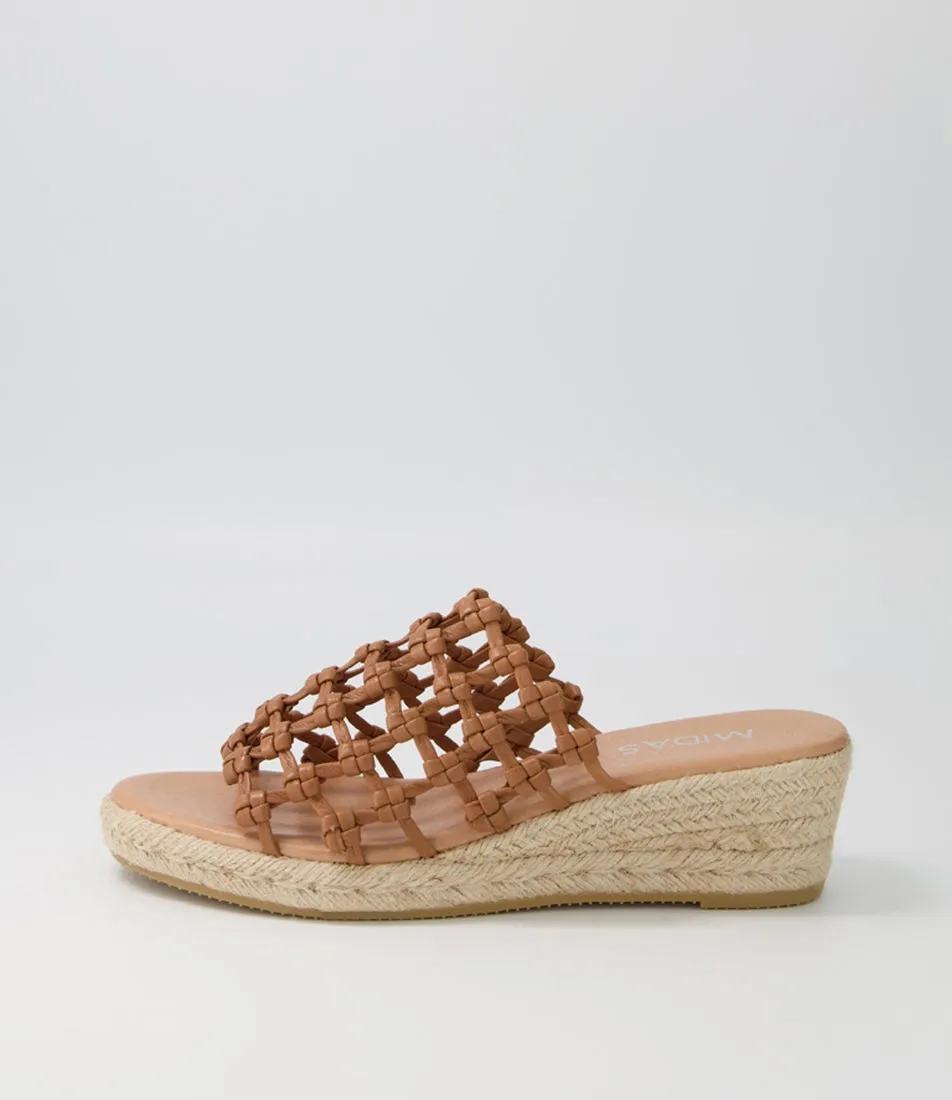 MIDAS Sangria Dark Tan Natural Rope Leather Espadrilles