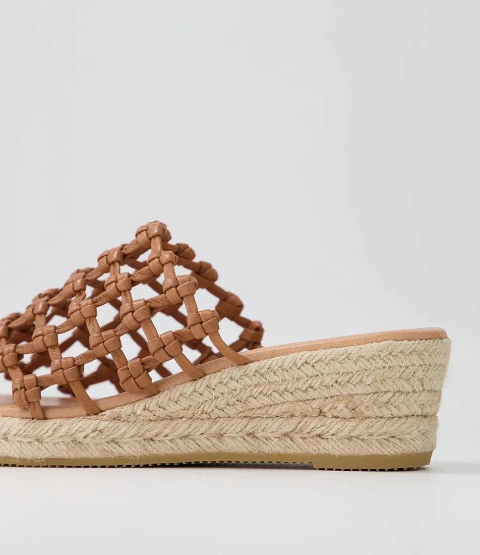 MIDAS Sangria Dark Tan Natural Rope Leather Espadrilles