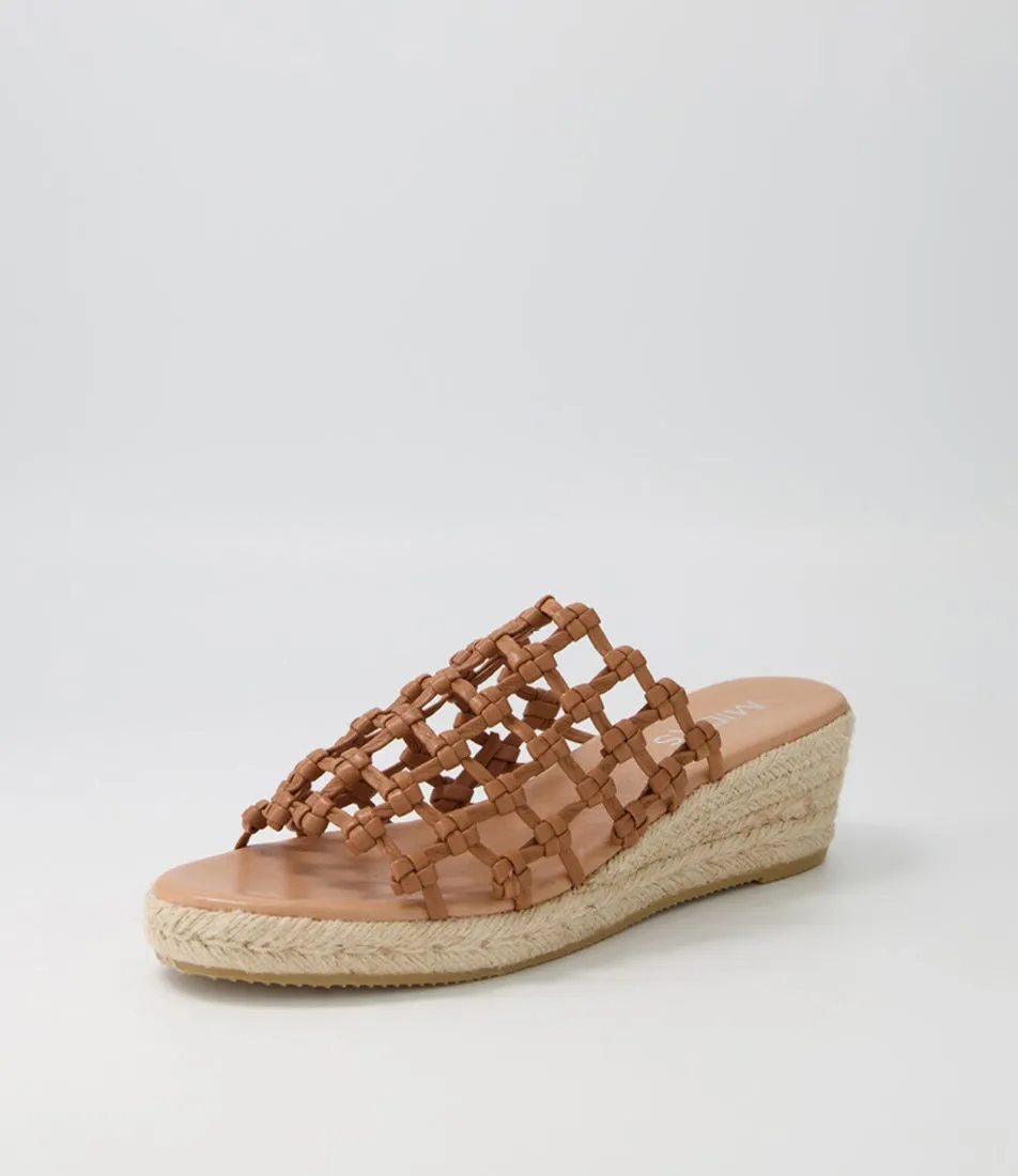 MIDAS Sangria Dark Tan Natural Rope Leather Espadrilles