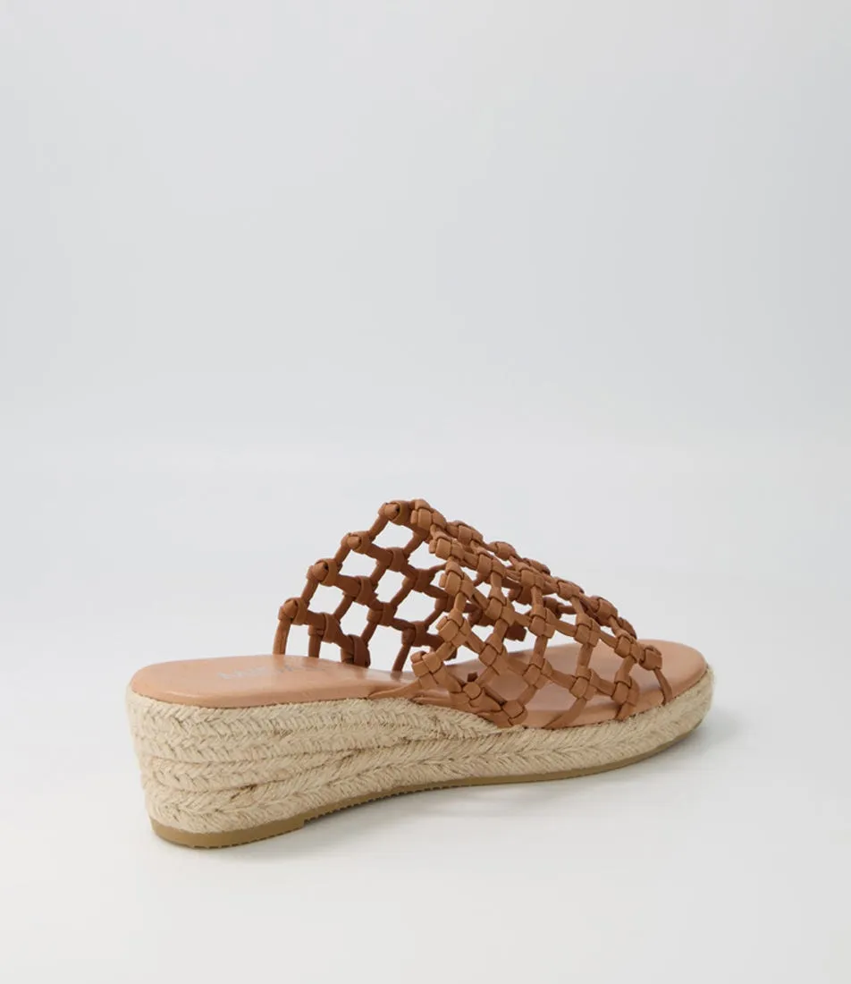 MIDAS Sangria Dark Tan Natural Rope Leather Espadrilles