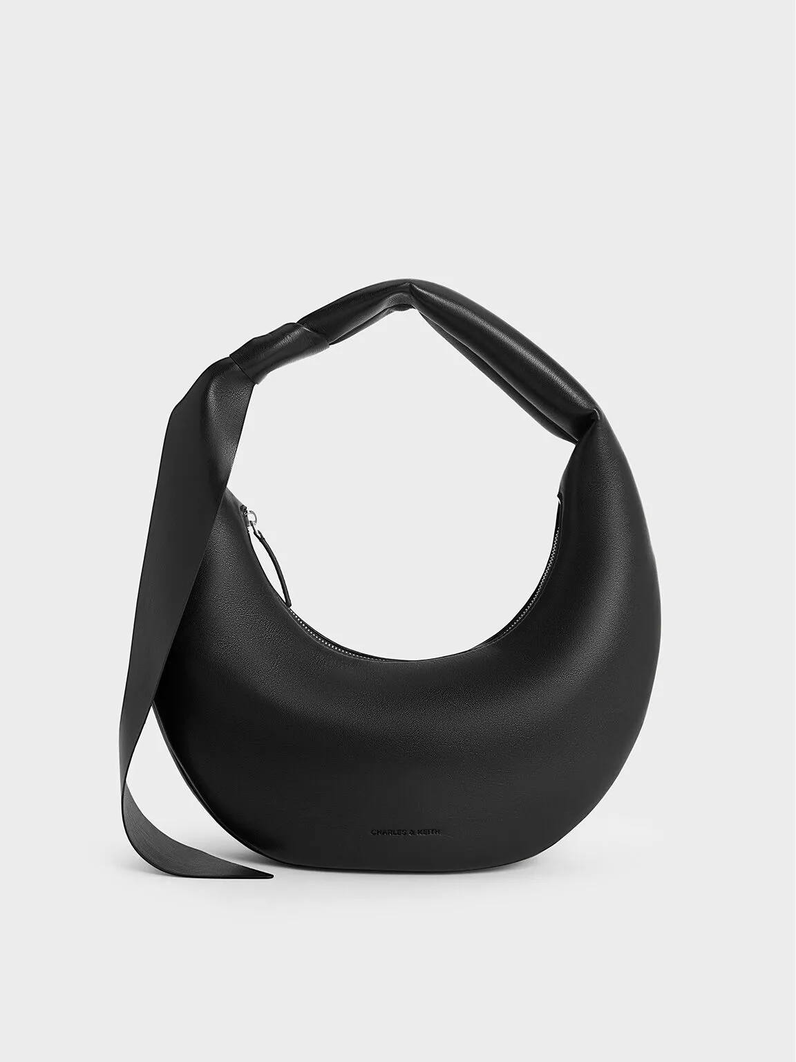 Mini Toni Knotted Crescent Hobo Bag - Noir