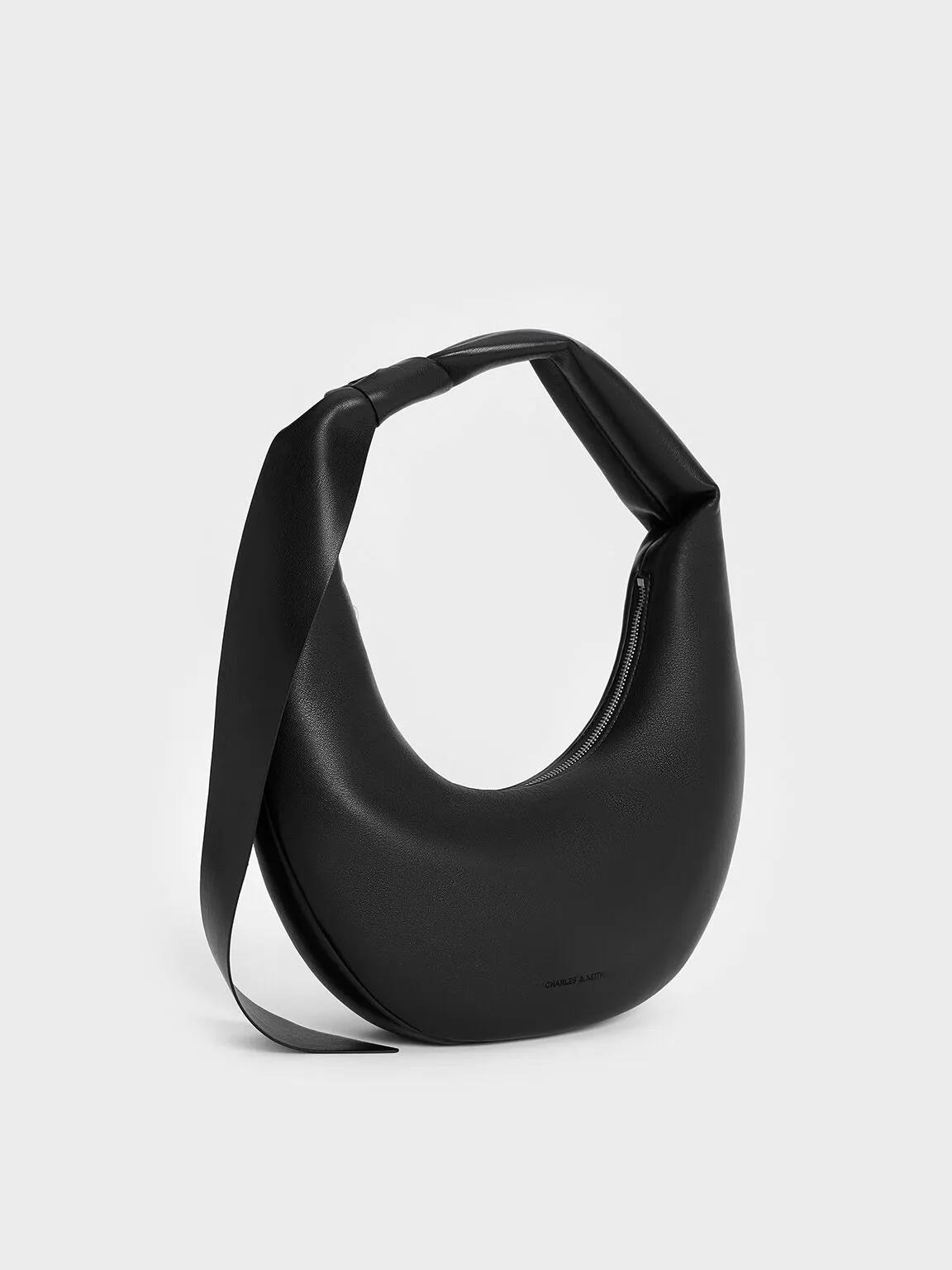 Mini Toni Knotted Crescent Hobo Bag - Noir