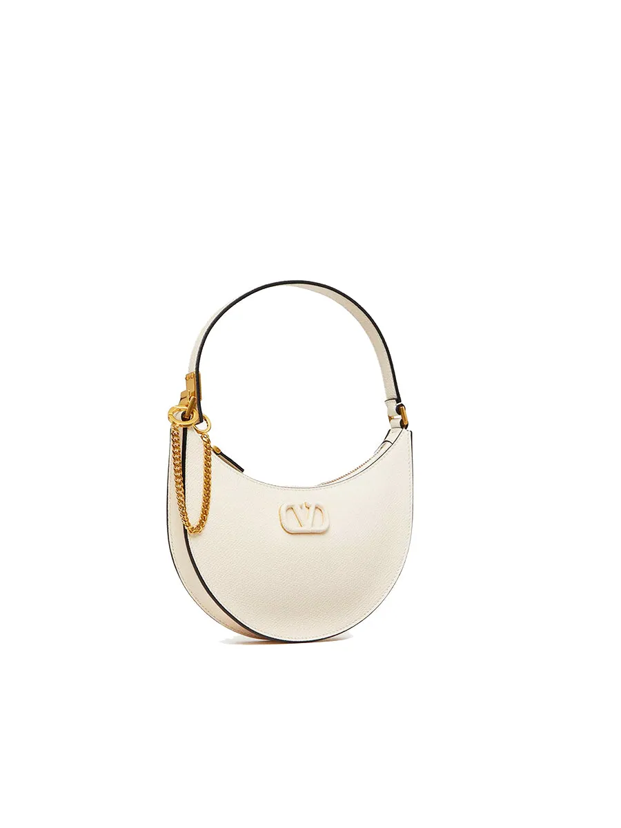 Mini Vlogo Signature Grainy Calfskin Hobo Bag