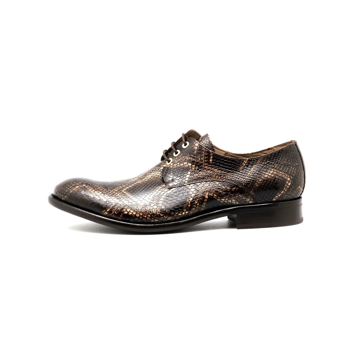 Mister Garin 40178 Men's Shoes Brown Snake Print Leather Derby Oxfords (MIS1133)