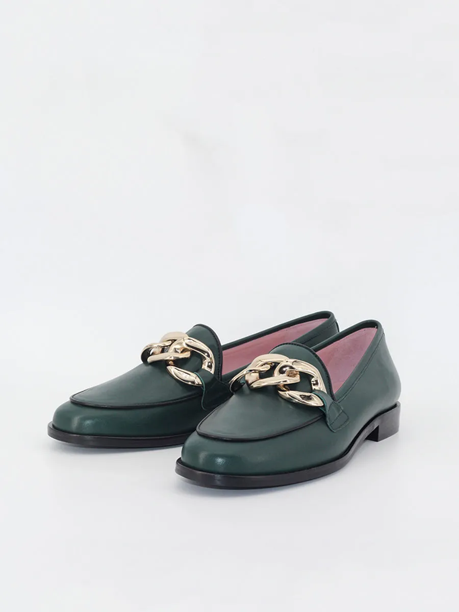 Mocasines Venus cadena color verde