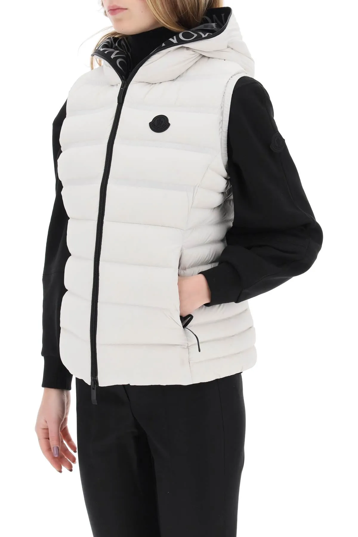 Moncler Aliterse Hooded Puffer Vest   Grey