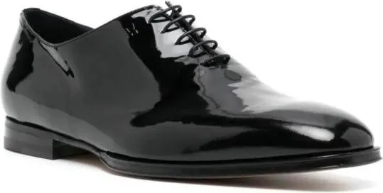 Moreschi logo-debossed patent leather oxfords Black