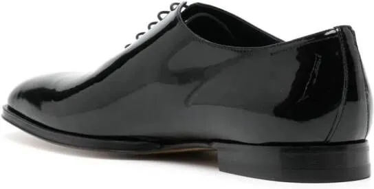 Moreschi logo-debossed patent leather oxfords Black