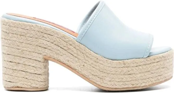 MOSCHINO JEANS 105mm raffia-sole platform mules Blue