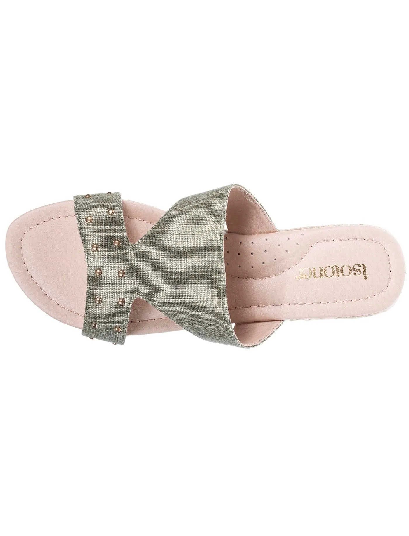 Mules sandales Femme cloutée Kaki