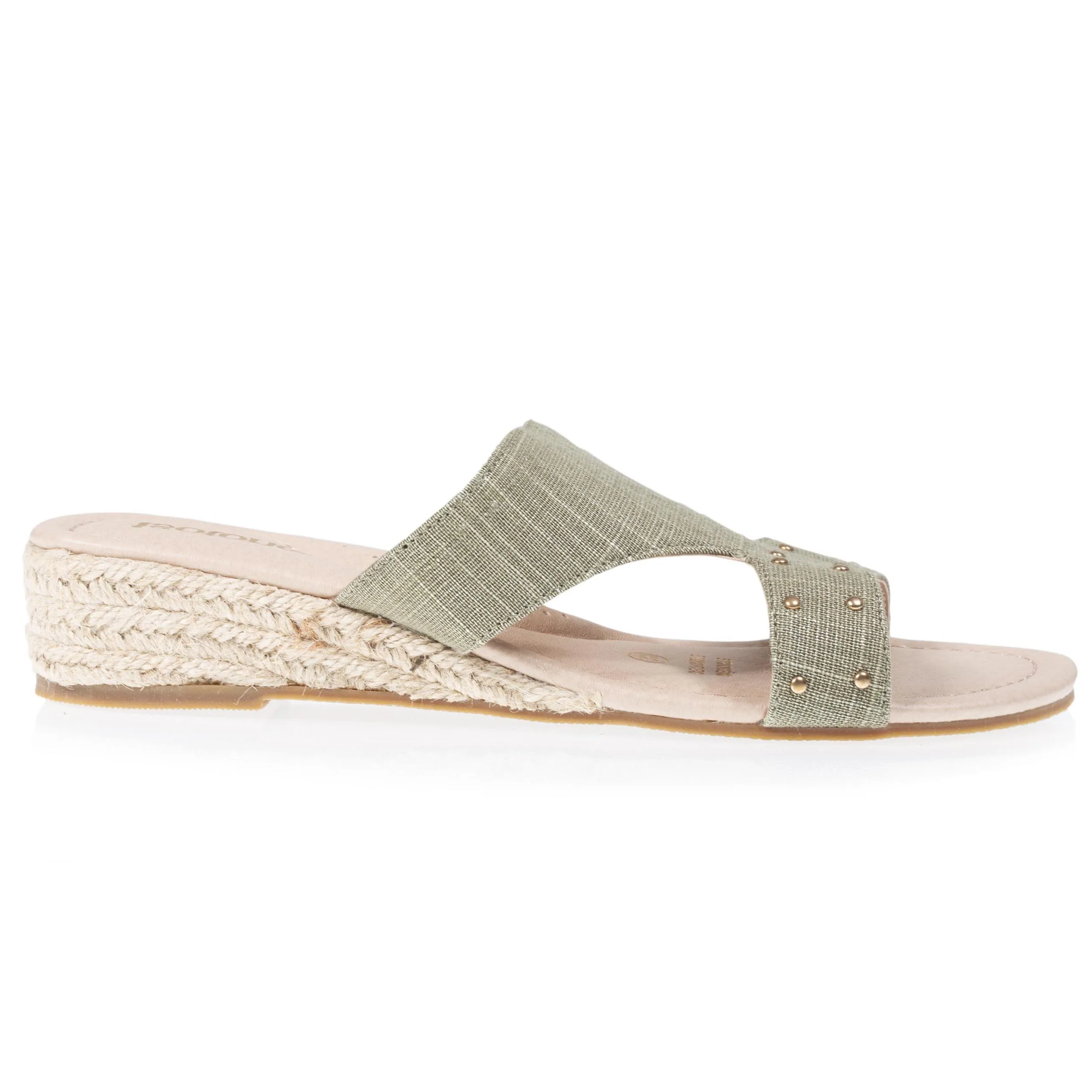 Mules sandales Femme cloutée Kaki