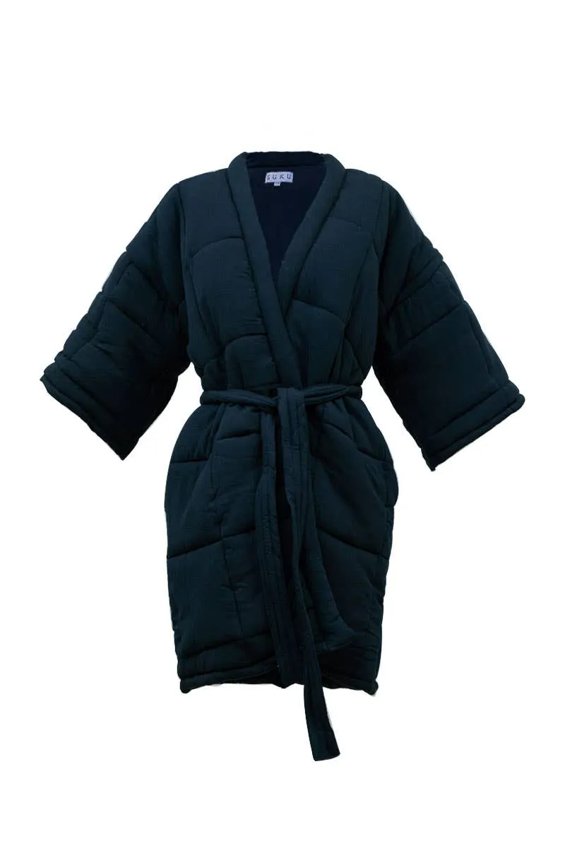 Navy Blue Midnight Puffer Kimono