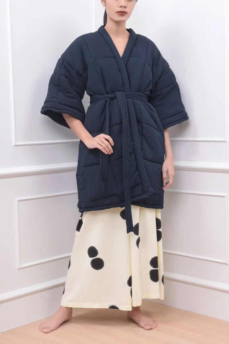 Navy Blue Midnight Puffer Kimono