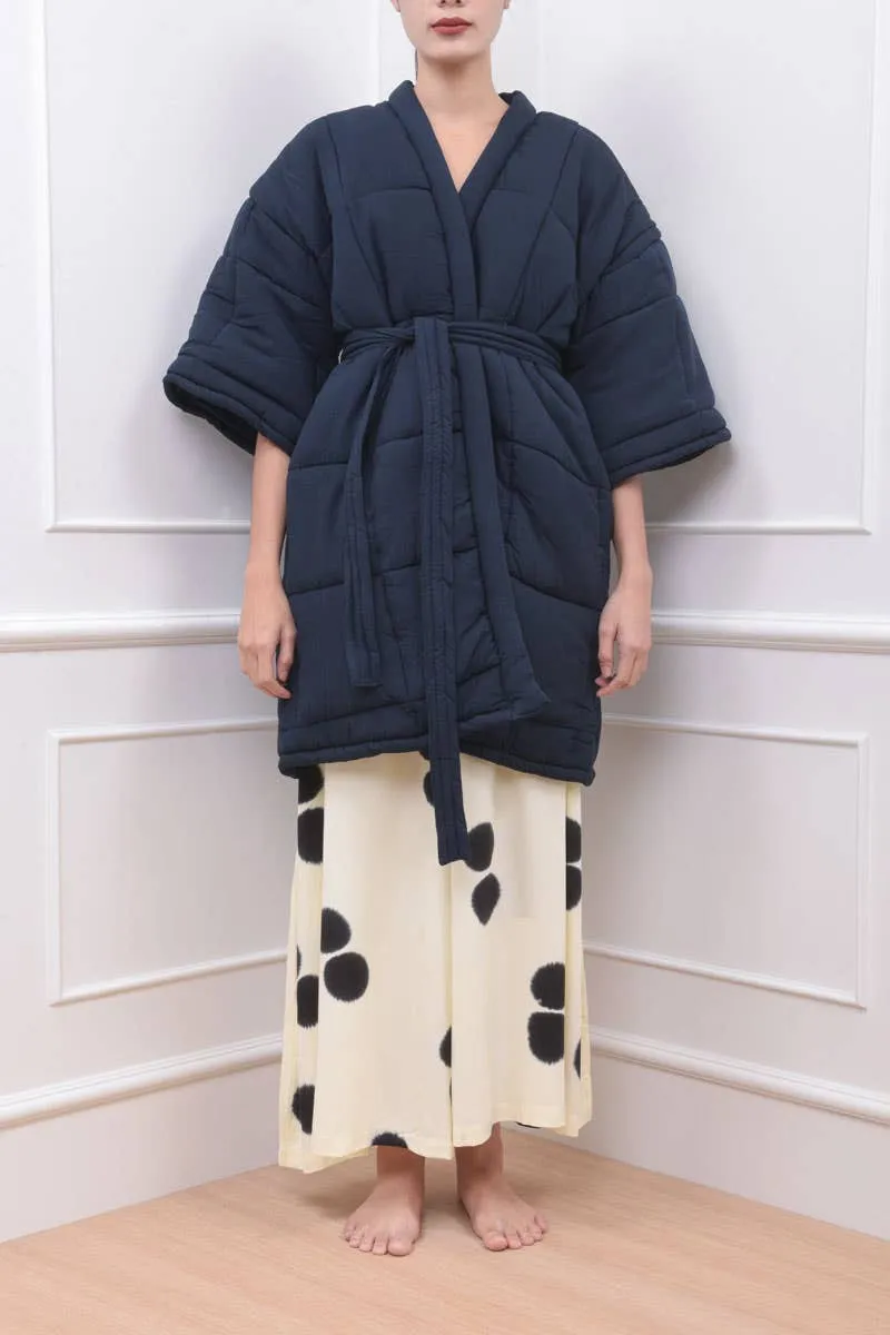 Navy Blue Midnight Puffer Kimono