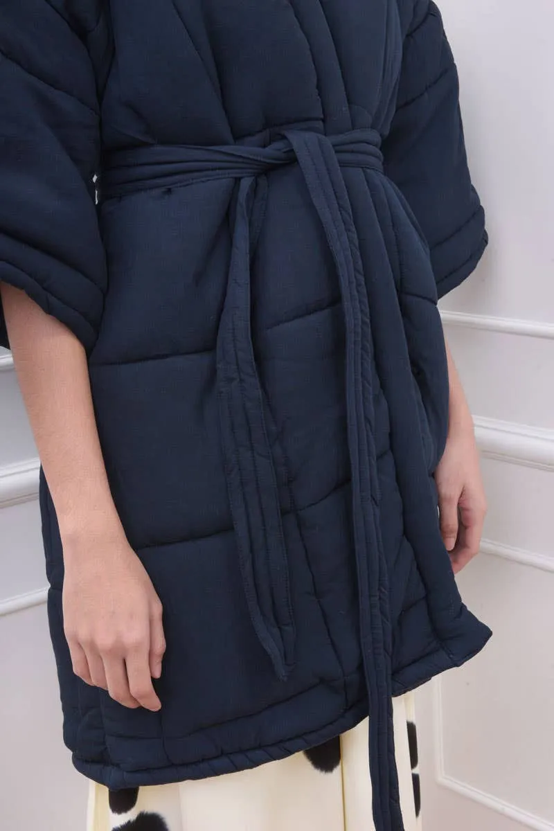 Navy Blue Midnight Puffer Kimono