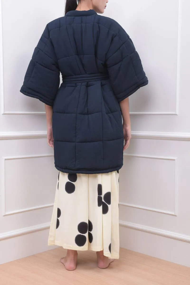 Navy Blue Midnight Puffer Kimono