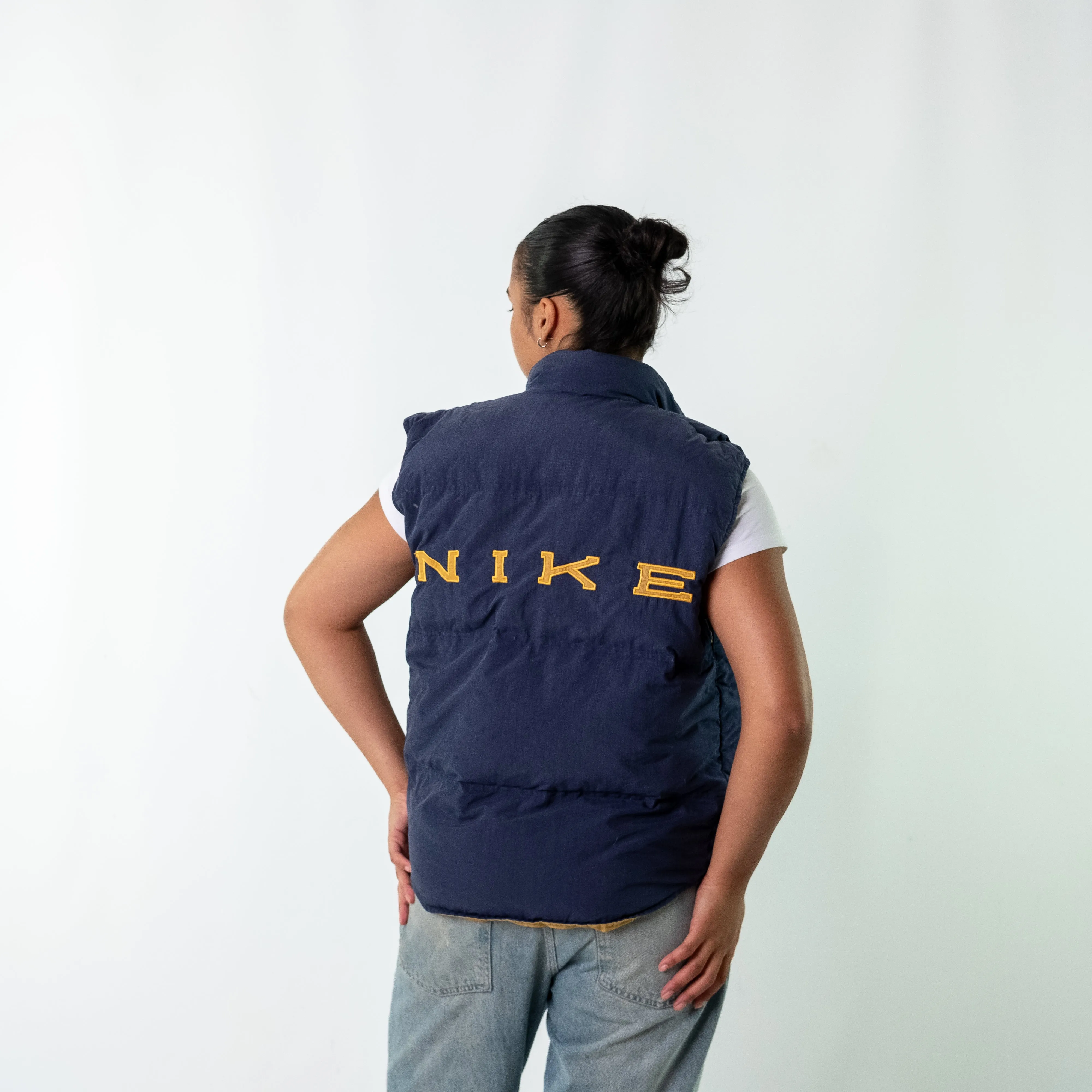 Navy Blue y2ks Nike Reversible, Mustard inside Gilet (M)