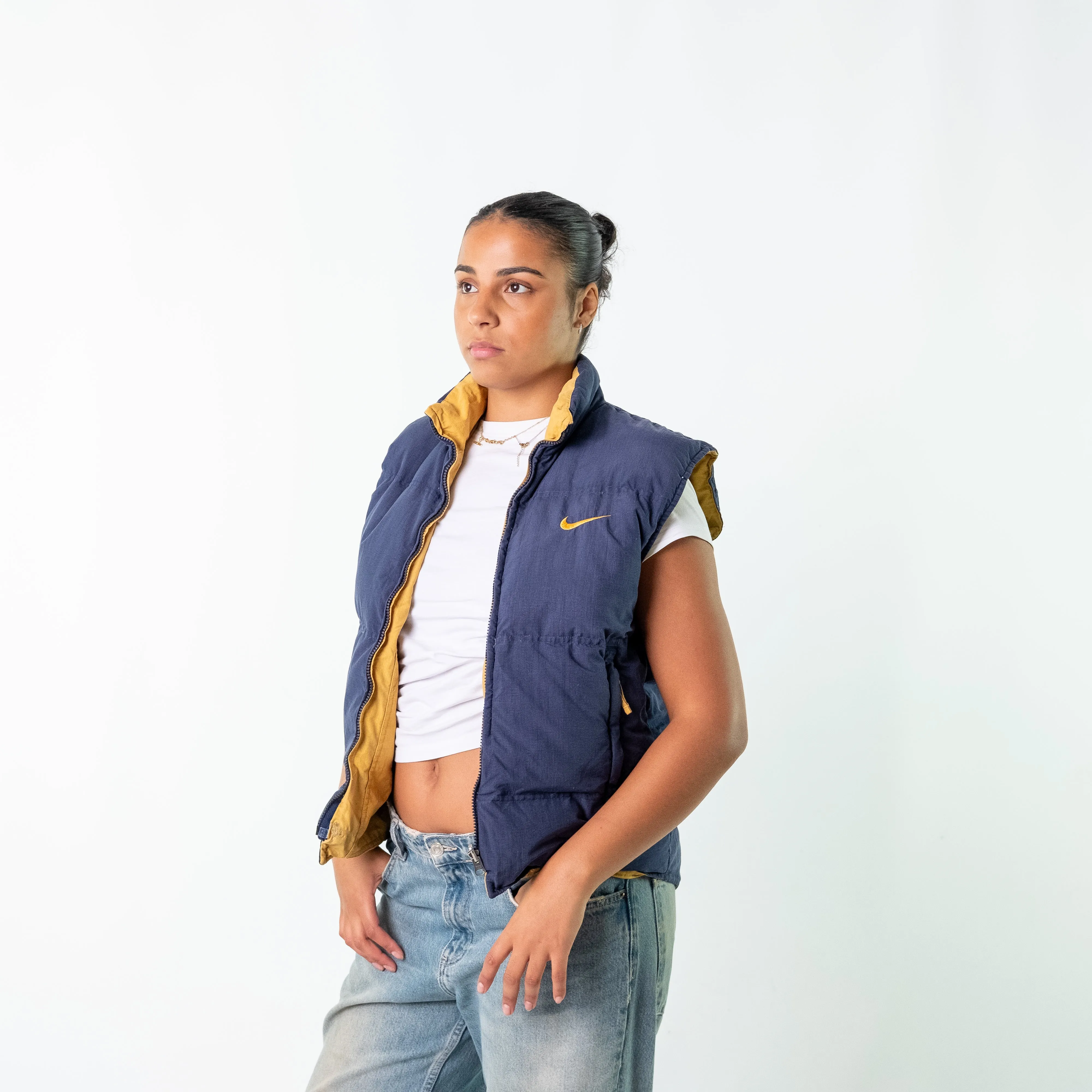 Navy Blue y2ks Nike Reversible, Mustard inside Gilet (M)