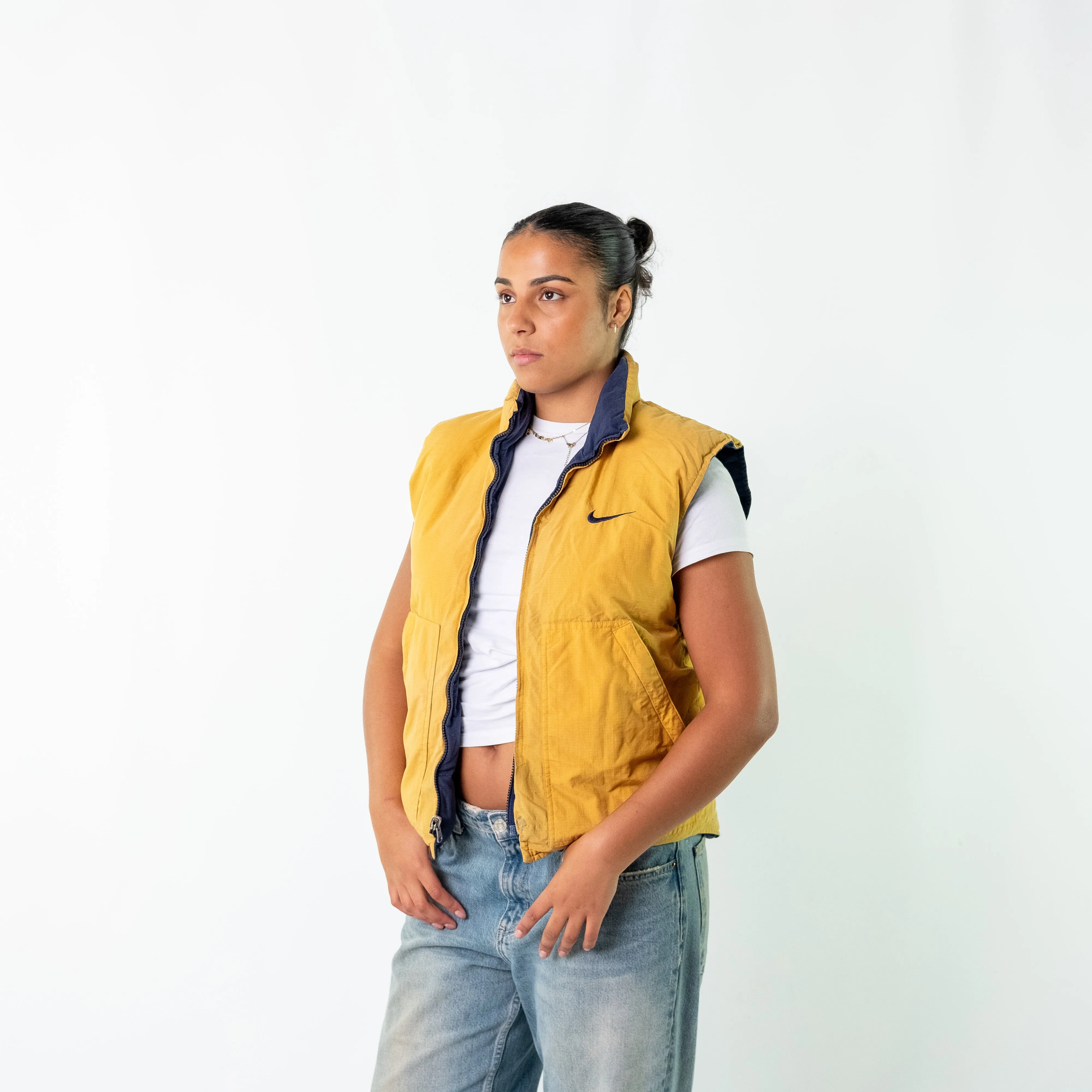 Navy Blue y2ks Nike Reversible, Mustard inside Gilet (M)