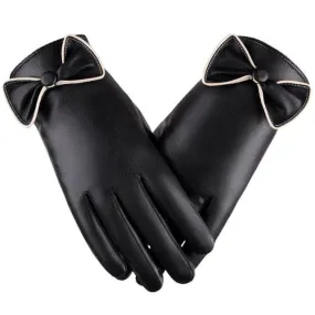 New Fashion  Gloves For Womens Thermal Warm Artificial leather Bow Motorcycle Snow Snowboard Gloves Female GS