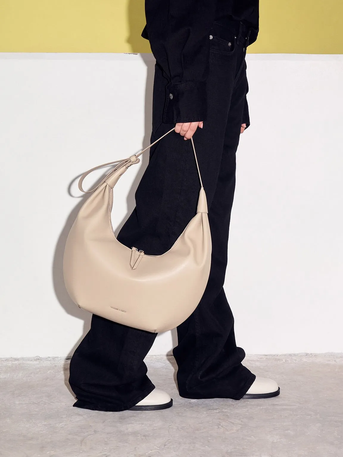 Odella Curved Hobo Bag - Taupe