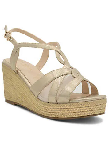 Paradox London Champagne Wide Fit Shimmer ’Yanelli’ Wedge Espadrilles | Grattan