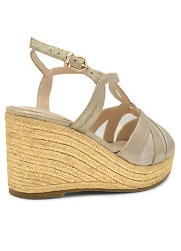 Paradox London Champagne Wide Fit Shimmer ’Yanelli’ Wedge Espadrilles | Grattan