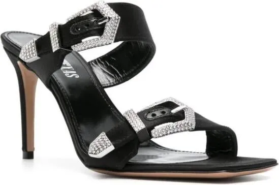 Paris Texas Ursula 85mm satin mules Black