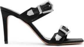 Paris Texas Ursula 85mm satin mules Black