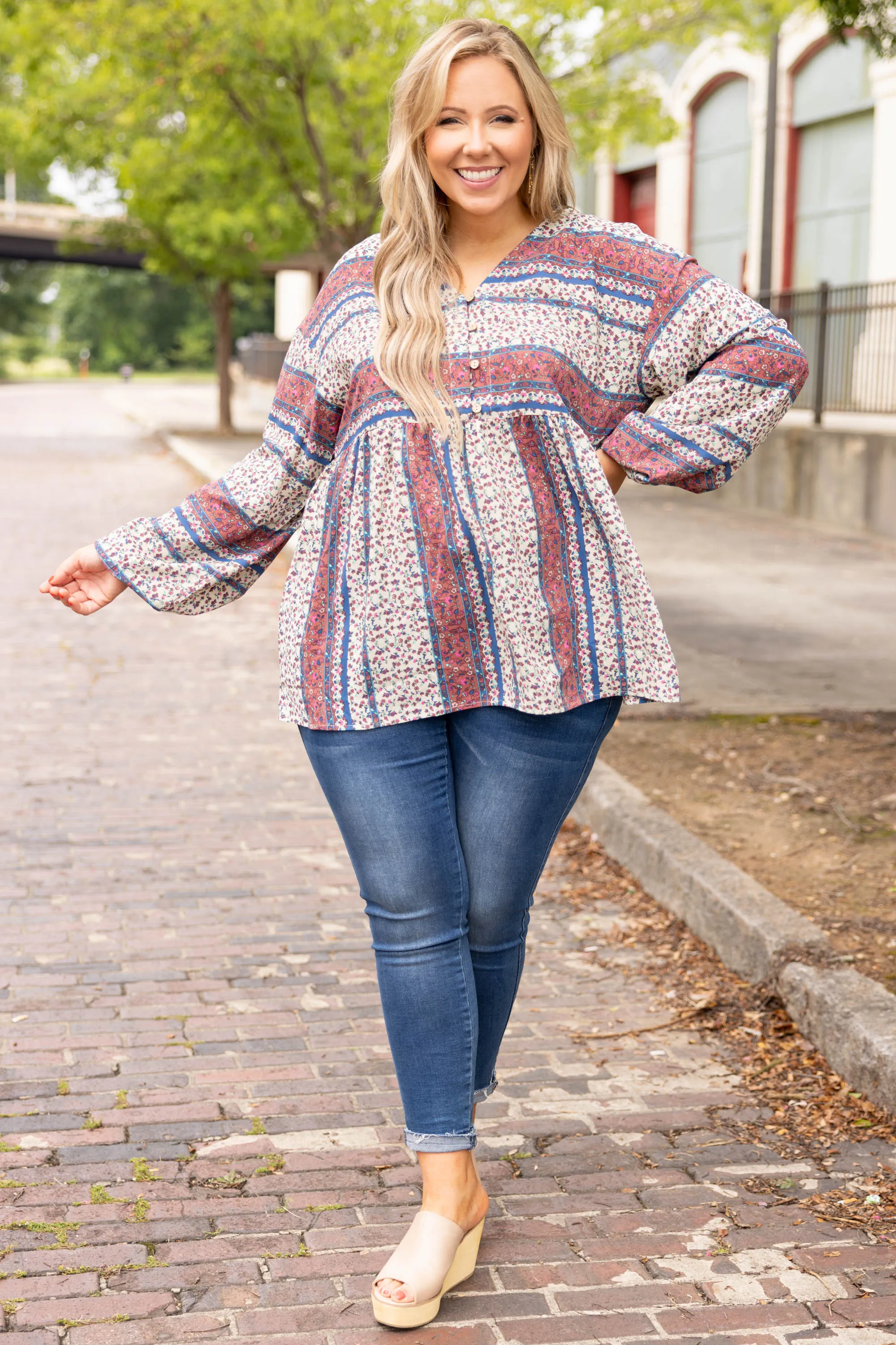 Perfect Attitude Top, Mauve Floral