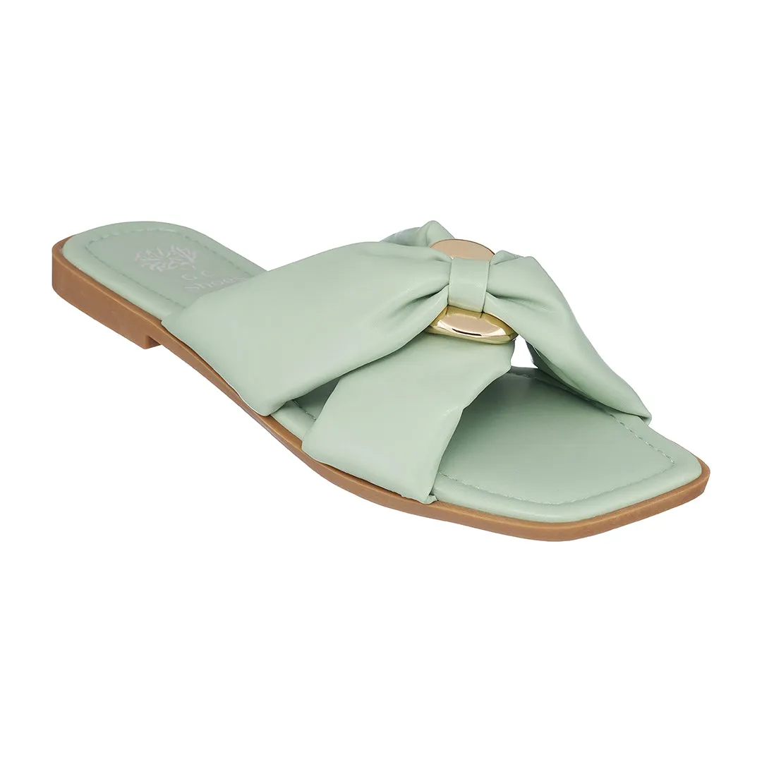 Perri Green Flat Sandals