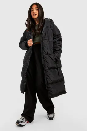 Petite Hooded Longline Padded Puffer Jacket