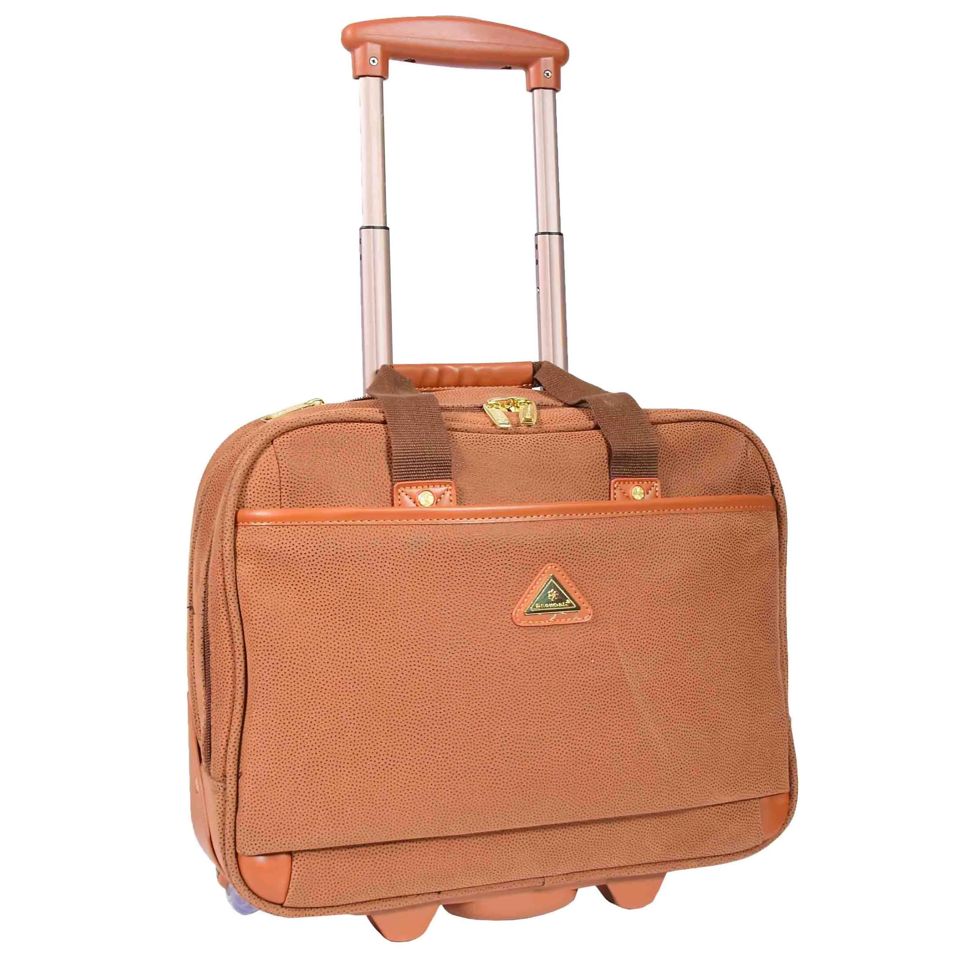 Pilot Case with Wheels Faux Suede Briefcase Style CADIZ Camel