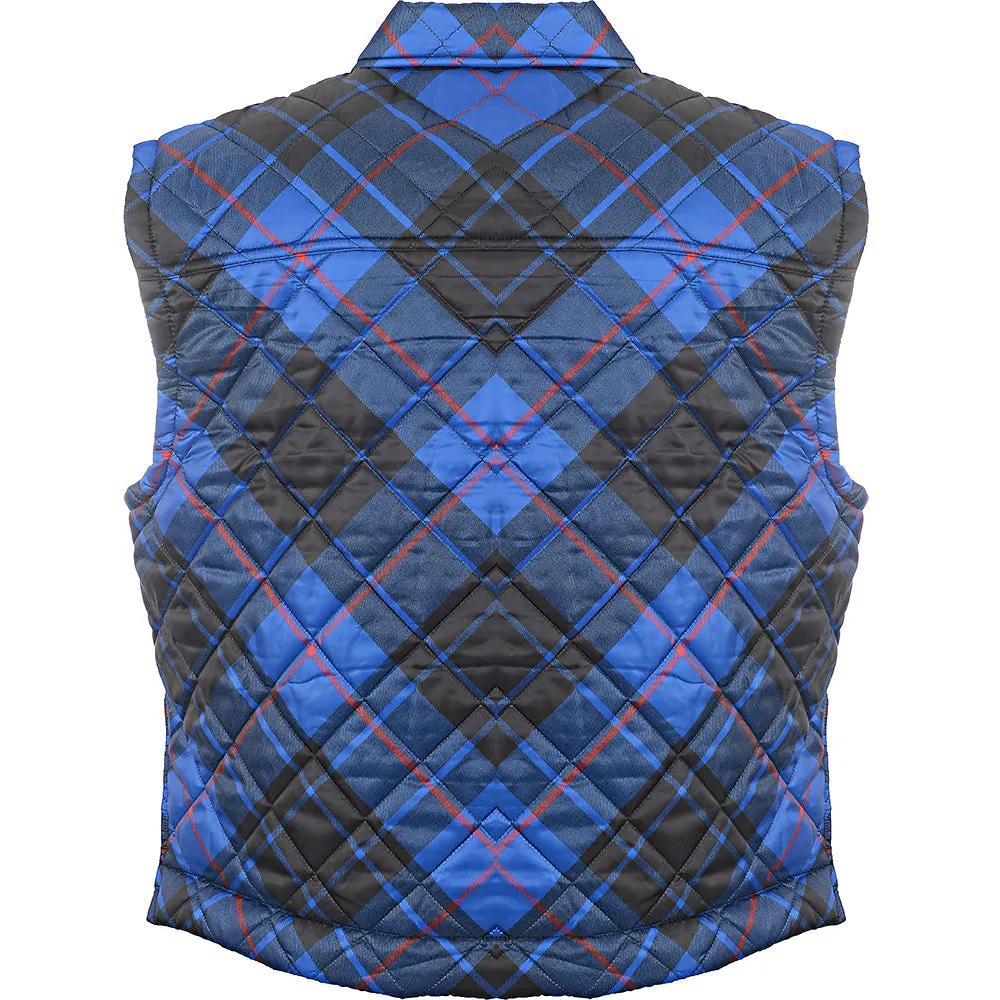 Polo Ralph Lauren Men's Blue and Black Plaid Insulated Gilet Vest