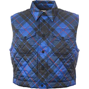 Polo Ralph Lauren Men's Blue and Black Plaid Insulated Gilet Vest