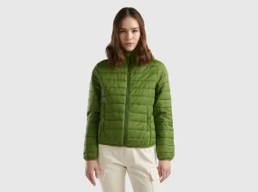 Puffer jacket with recycled wadding - Military Green | Benetton