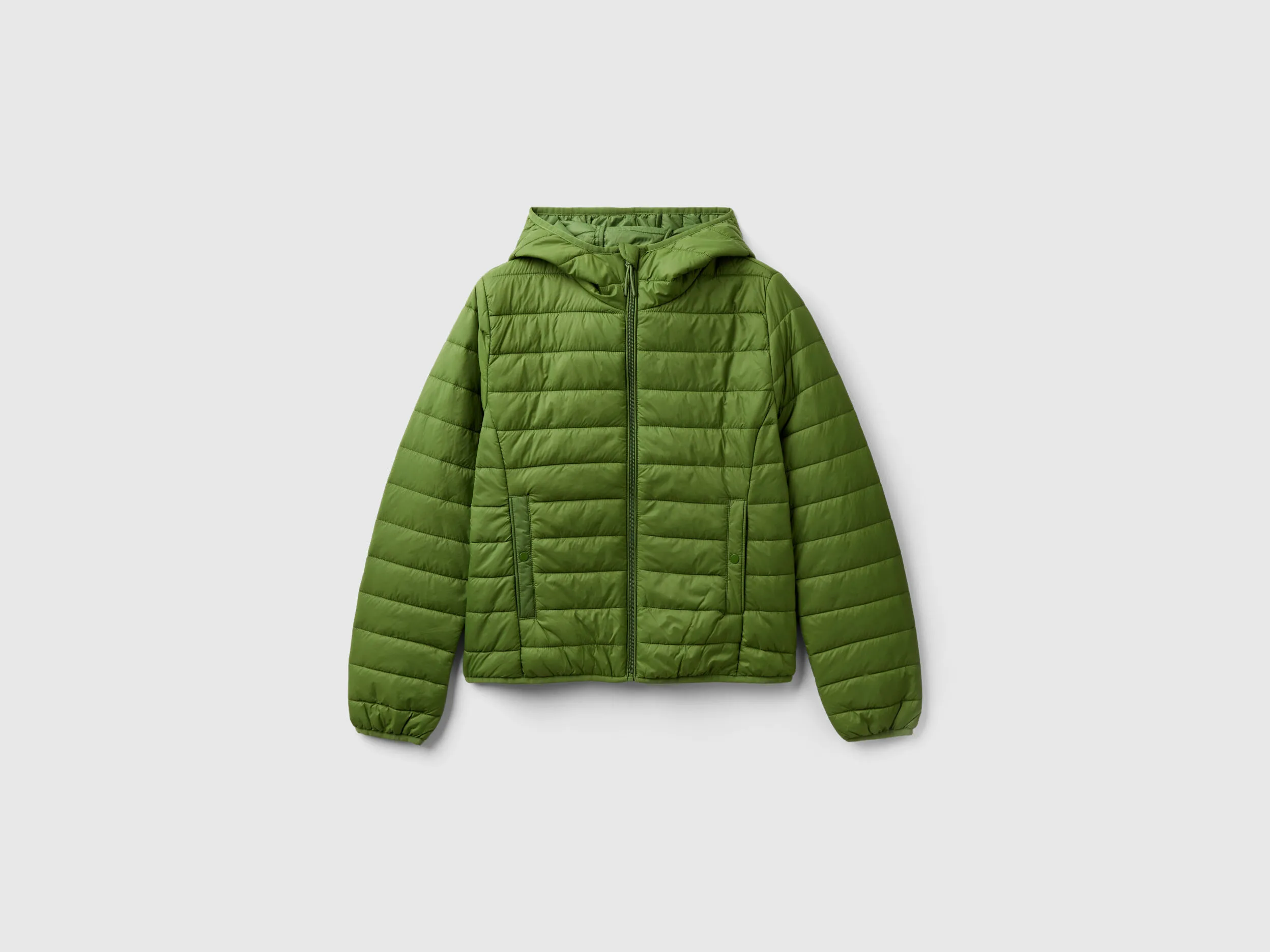 Puffer jacket with recycled wadding - Military Green | Benetton