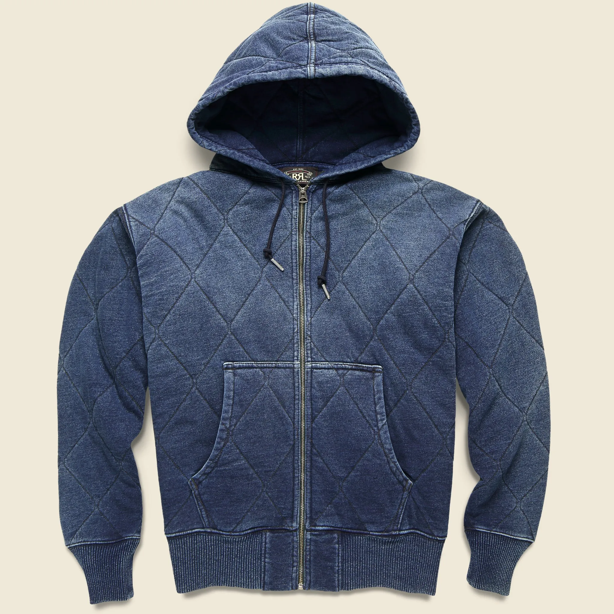 Quilted Jersey Hoodie - Indigo