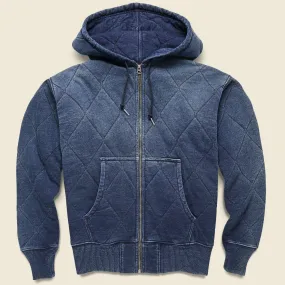 Quilted Jersey Hoodie - Indigo