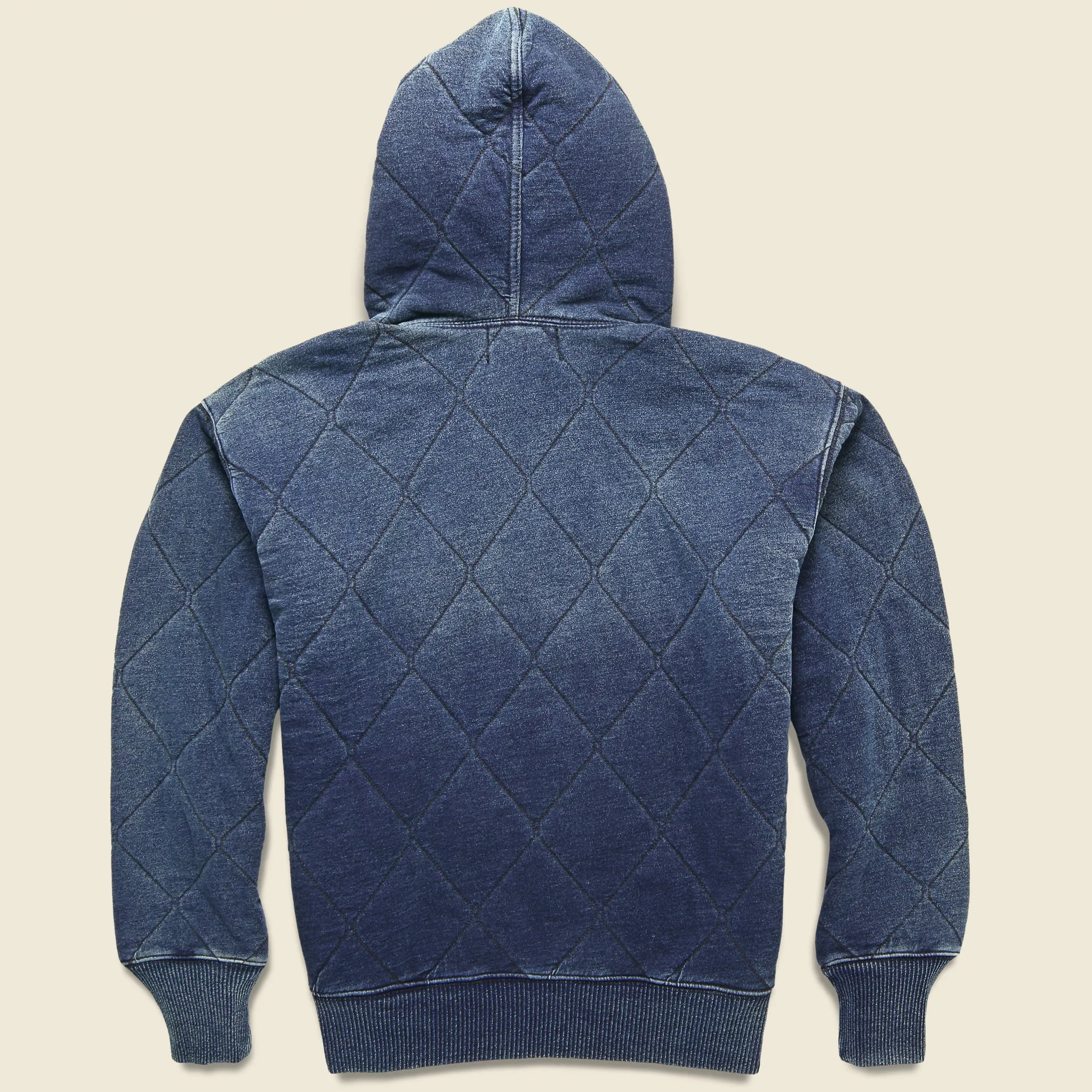 Quilted Jersey Hoodie - Indigo