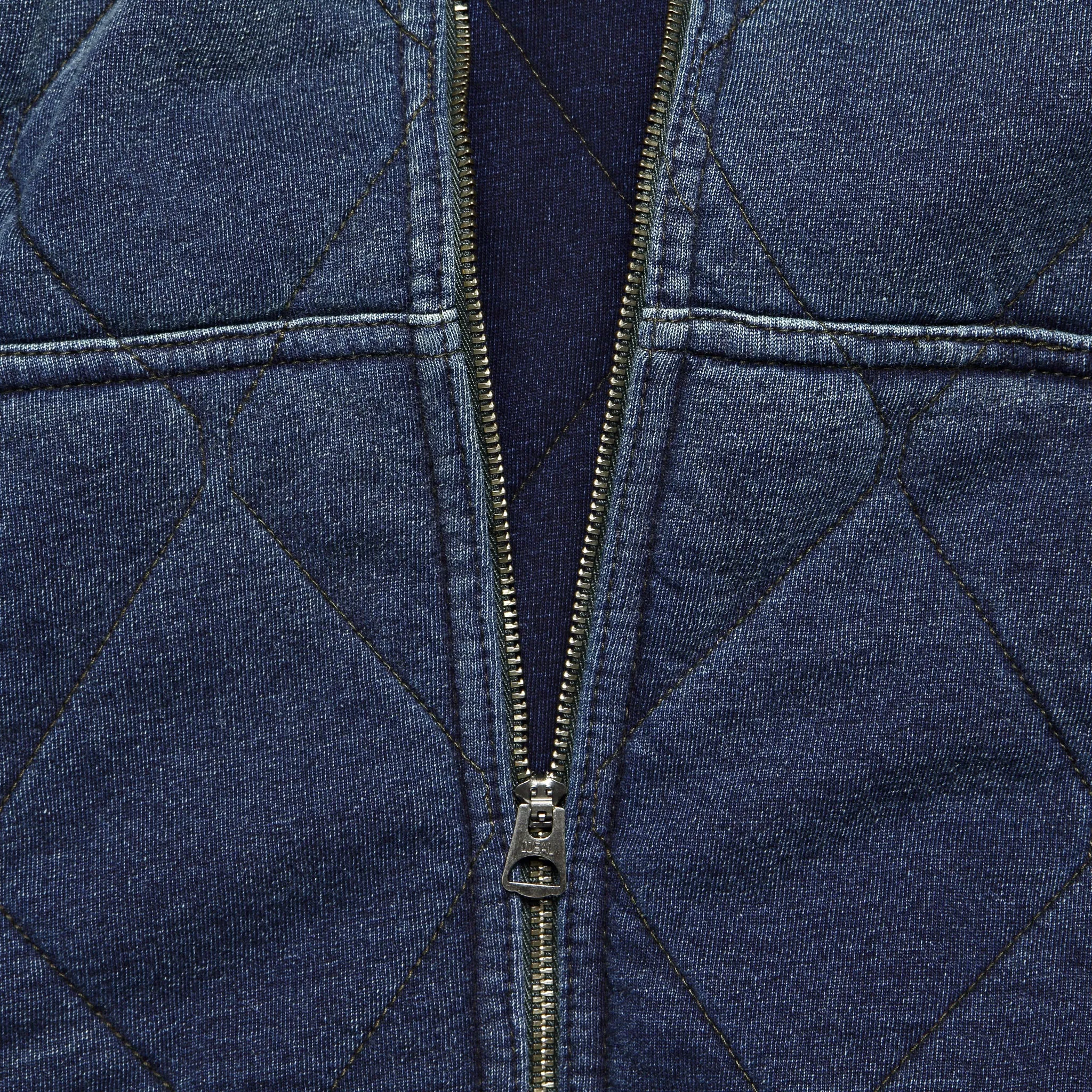 Quilted Jersey Hoodie - Indigo