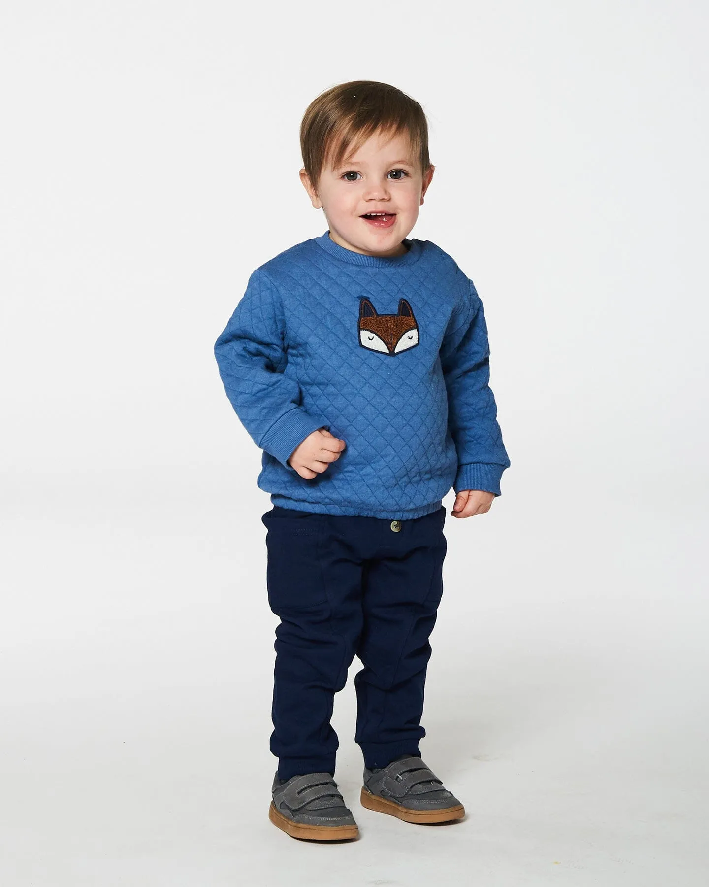 Quilted Sweatshirt And Fleece Pant Set Blue