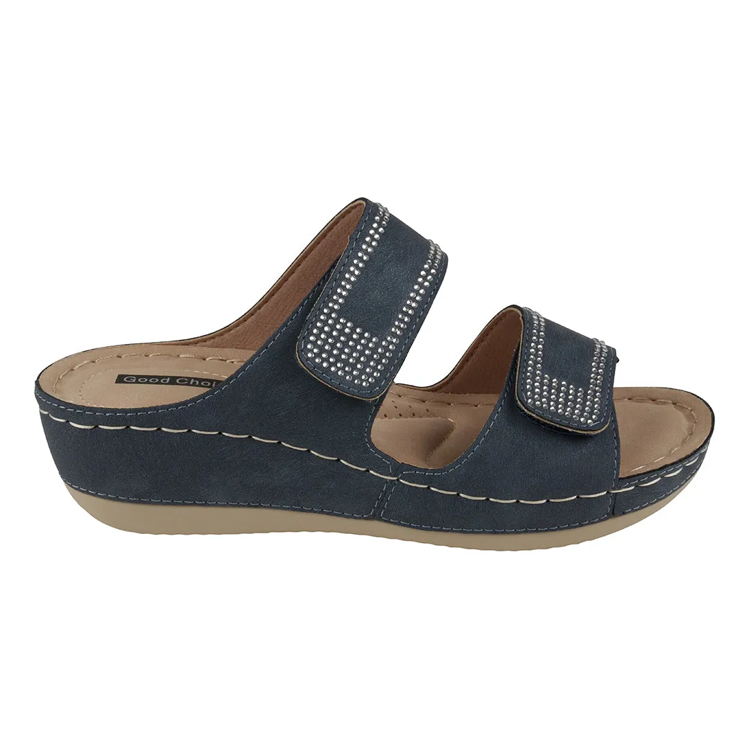 Rea Navy Wedge Sandals