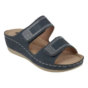 Rea Navy Wedge Sandals