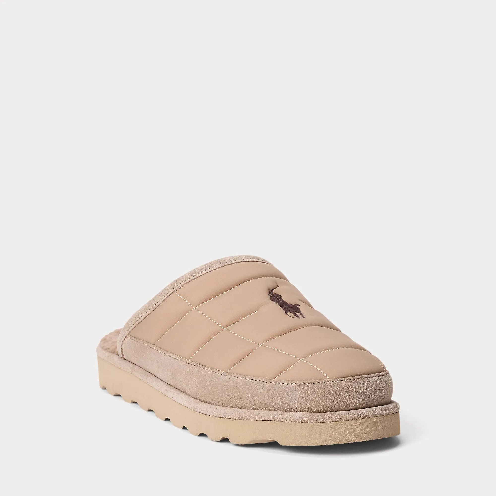 READE SUEDE-TRIM QUILTED SCUFF SLIPPER