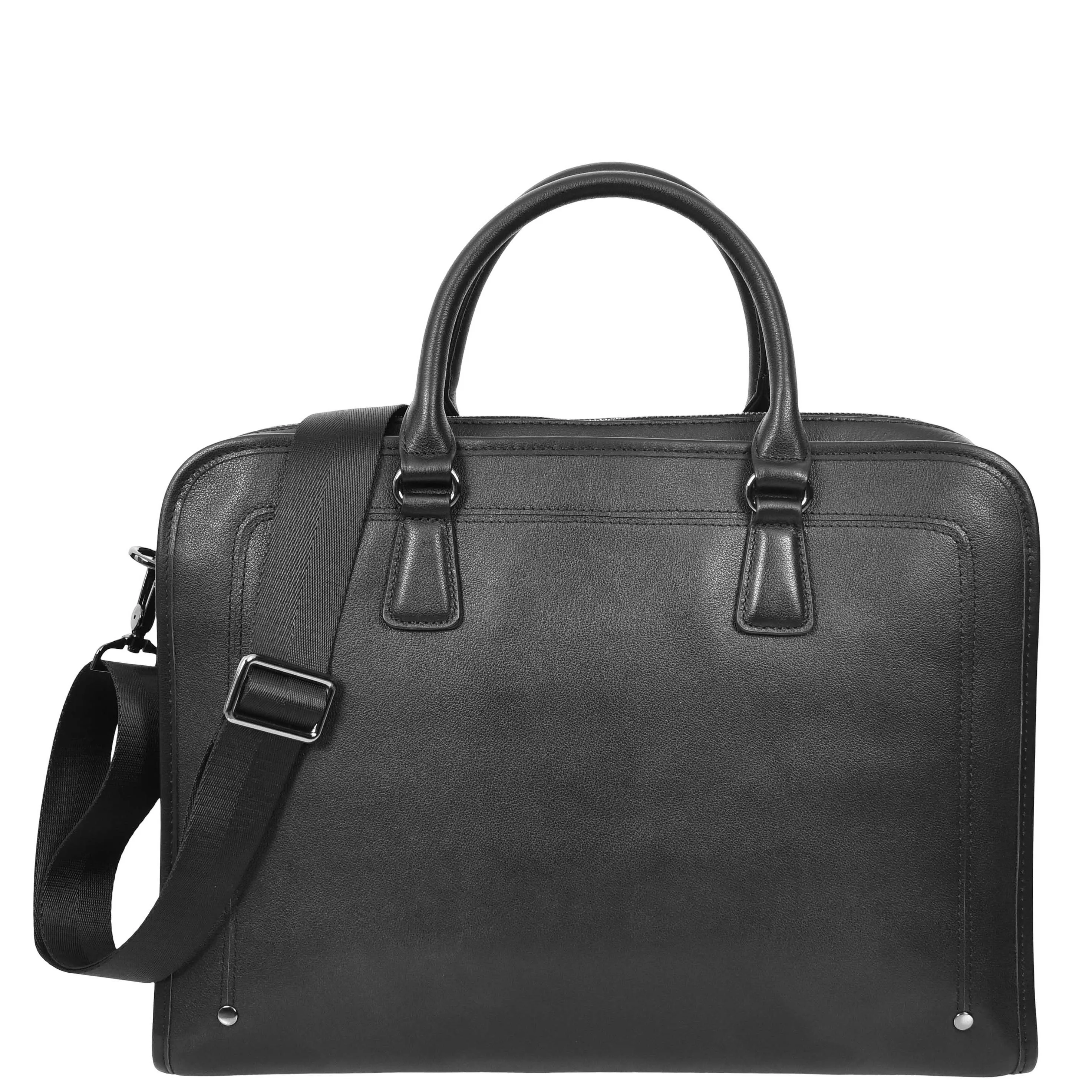 Real Leather Cross Body Briefcase Belmont Black