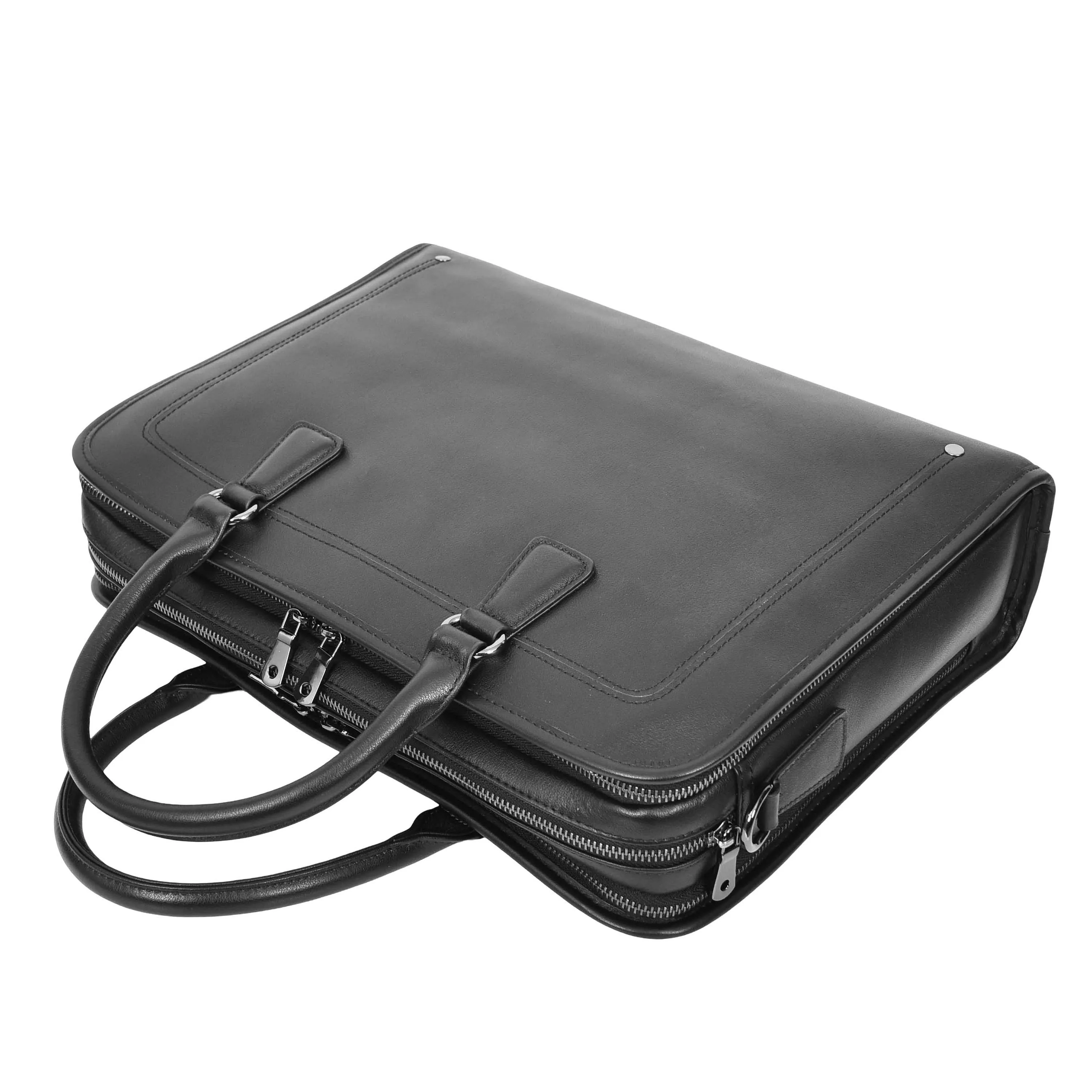 Real Leather Cross Body Briefcase Belmont Black