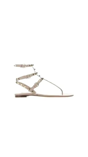 Rockstud Leather Sandals - Pink