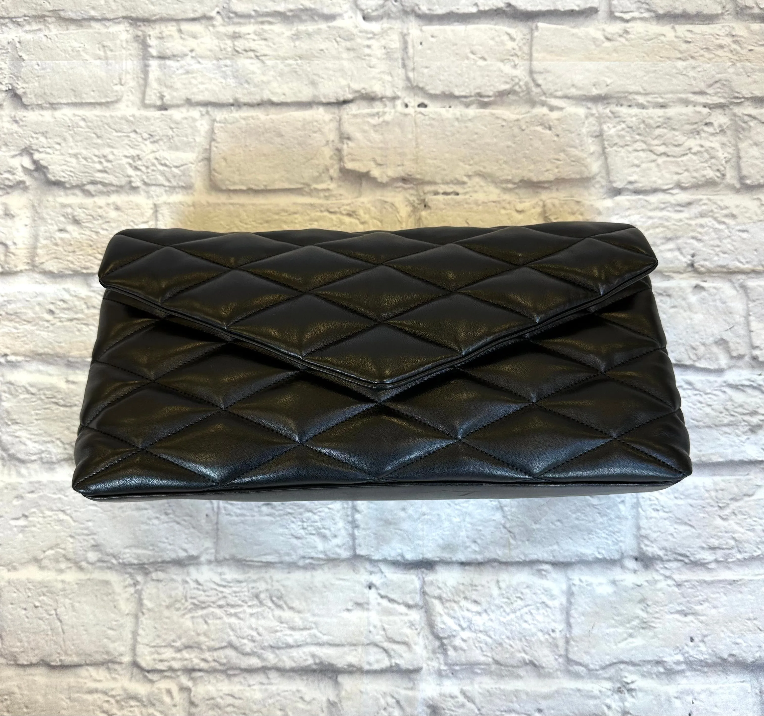 Saint Laurent Black Sade Puffer Clutch